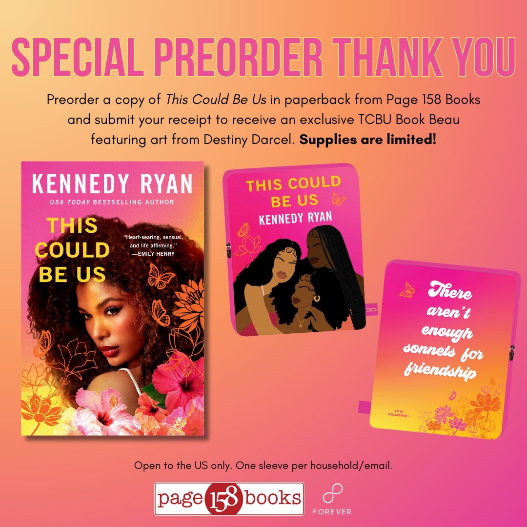 This Could Be Us Tour &amp; Preorder campaign! Get a TCBU book beau when you order through <a href="/page158books/">Page158books</a> while supplies last 🫶🏽
Would love to see you on the road ❤️

kennedyryanwrites.com/tcbu/