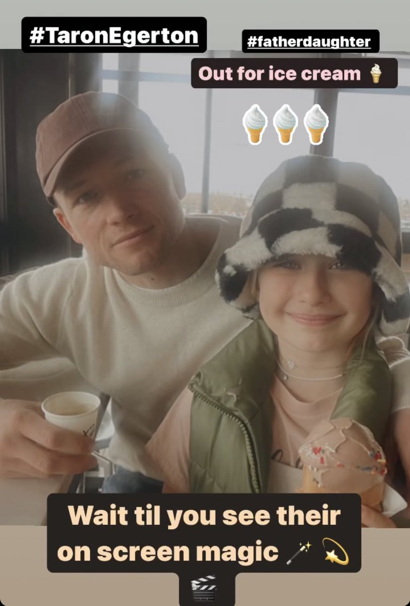 📸 Taron Egerton and Ana Sophia Heger in New Mexico recently.🍦❤️

Ana will play Nate’s daughter, Polly, in ‘She Rides Shotgun’.