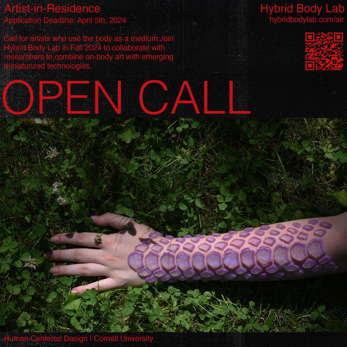 Application for the 2024 Hybrid Body Lab Artist-in-Residence is now open: hybridbody.human.cornell.edu/air