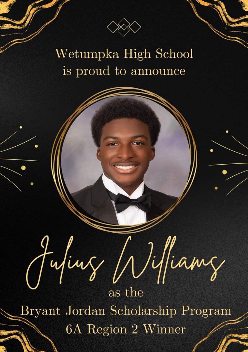 Congratulations Julius Williams on being selected as the Bryant-Jordan Scholarship Program 6A Region 2 Winner! #GoIndians #WintheMoment