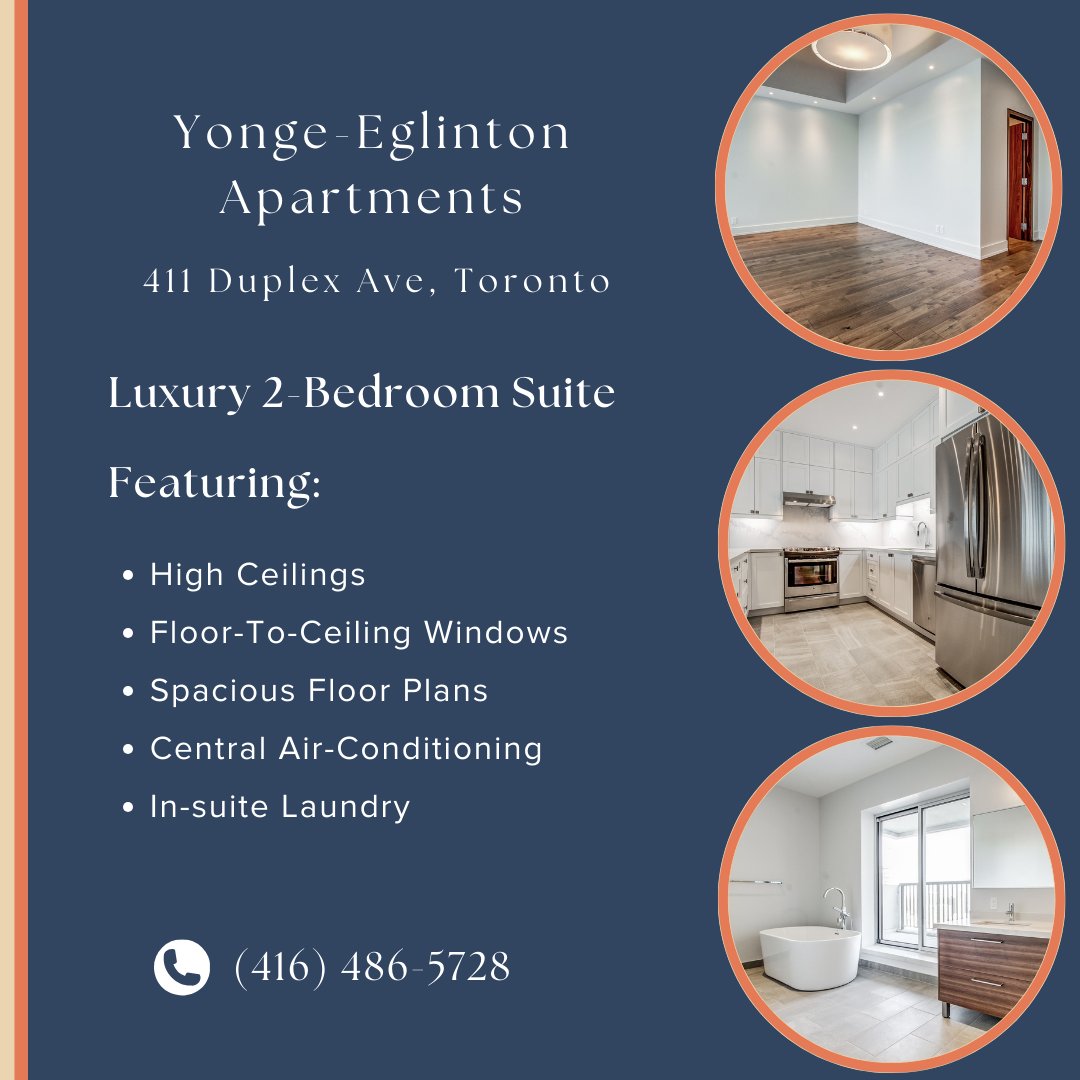 Caprent's tweet photo. Explore our exclusive 2-bedroom suite at Yonge Eglinton Apartments - 411 Duplex Ave, Toronto. Designed with personalized touches, spacious layouts, and contemporary enhancements, our community is the perfect place to call home! 🏡✨

🔗 Visit - https://t.co/NYgKrZTqFA

#CAPREIT https://t.co/gKUds0d7KF