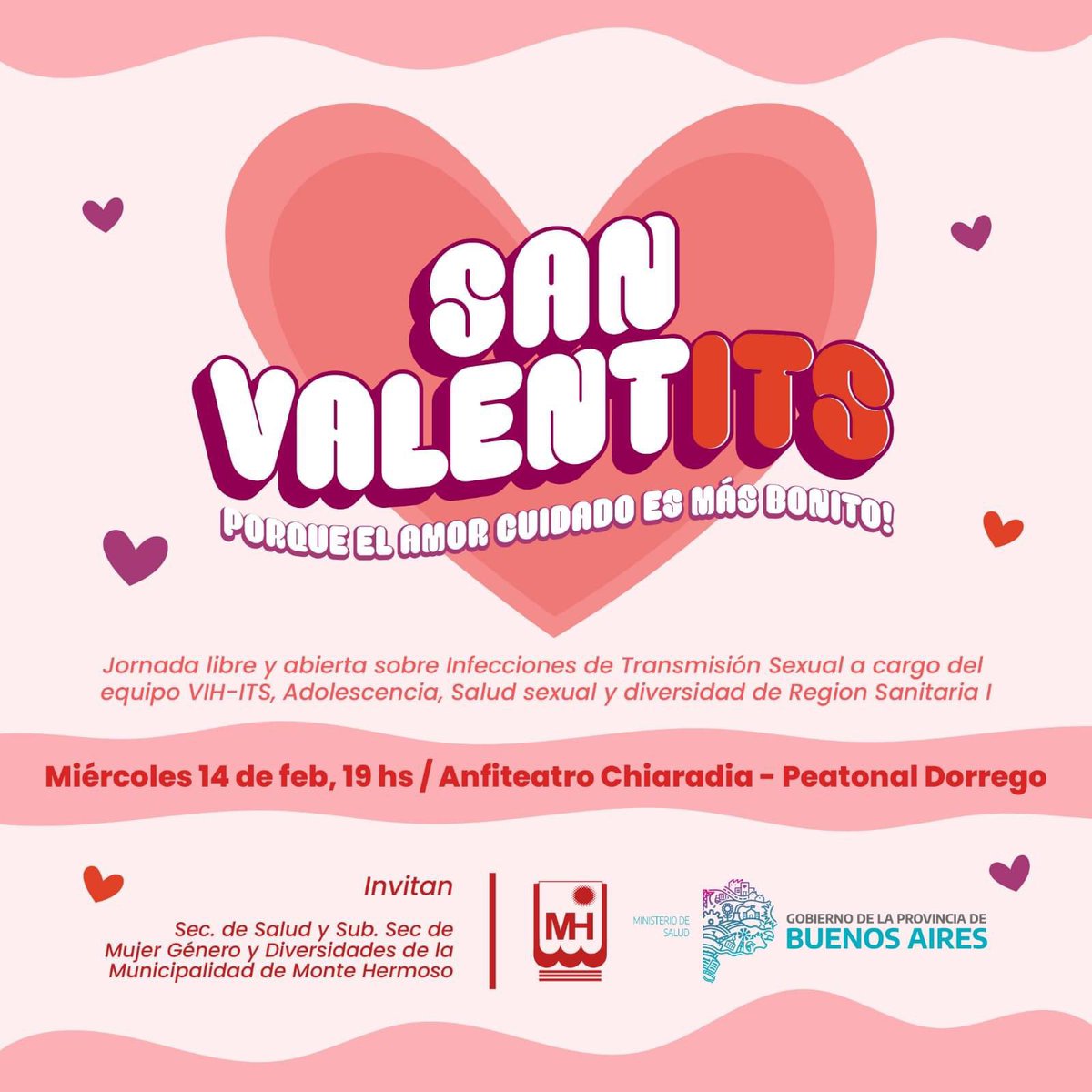 El 14/02 🗣️ Hablamos de I.T.S en el Anfiteatro Chiaradía

👉🏻 Este miércoles 14 de febrero a las 19 horas en el Anfiteatro Chiaradía de la Peatonal Dorrego, se llevará a cabo una jornada ludo-educativa libre y abierta al público en general, sobre Infecciones de Transmisión Sexual.