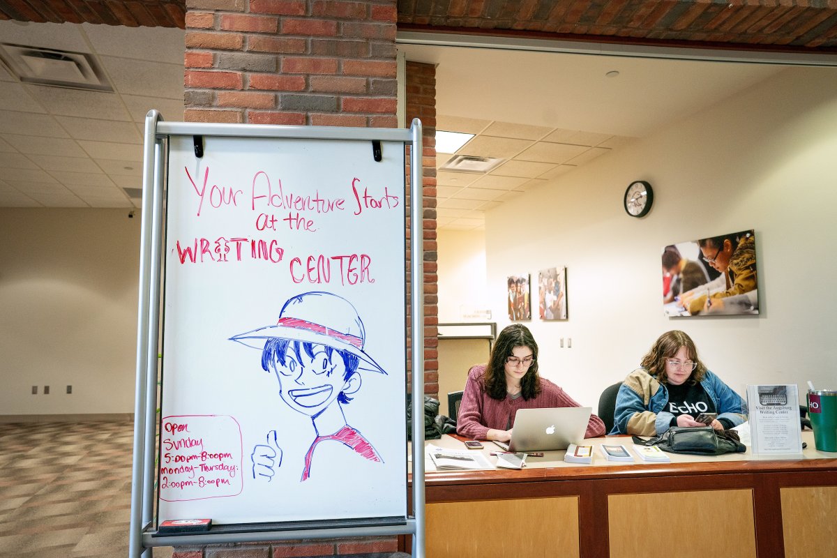 Need help citing sources? Don't know how to start your paper? Come to the Writing Center! We're on the 2nd floor of the Lindell Library. Drop by in person or schedule an online appointment Sunday through Thursday. Specific hours: loom.ly/K55T7KI