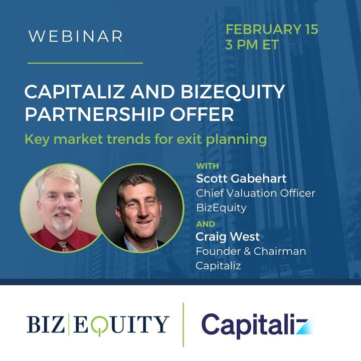 Join BizEquity and <a href="/capitaliz_com/">Capitaliz</a> for a free #webinar next week to review 6 key market trends for exit planning in the year ahead! 

Register today: events.teams.microsoft.com/event/b81412b8…