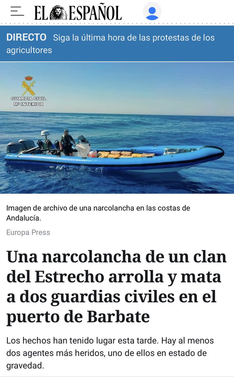#UlTimahora

Una narcolancha de un clan del Estrecho arrolla y mata a dos guardias civiles en el puerto de Barbate, vía <a href="/elespanolcom/">EL ESPAÑOL</a>

1. Desde JUPOL trasladamos nuestro pésame a las familias, amigos y compañeros de nuestros hermanos de la Guardia Civil asesinados. Os acompañamos