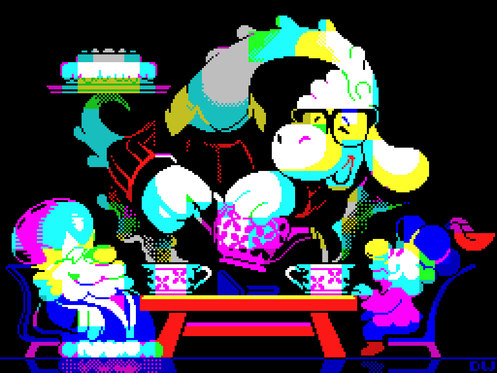 Dim_Widdy's tweet photo. Royal Tea

"Mr. Liege, how many lumps of salt do you take your tea with?"
Dimitri the Dreggon pours peppercorn tea for King Saul and Prince Egbert of Iobar.
I made this to celebrate the year of the dragon!

#YearOfTheDragon #pixelart #ドット絵 #ZXSpectrum https://t.co/668vFDq08C