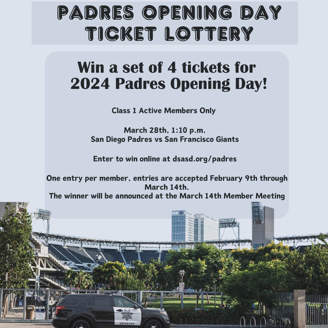 It’s almost that time of year… ⚾️Baseball season is quickly approaching and the DSA is giving away one set of four tickets for Opening Day! ⚾️Visit dsasd.org/padres to enter to win! 🤎💛 Good luck and go Padres!🤎💛