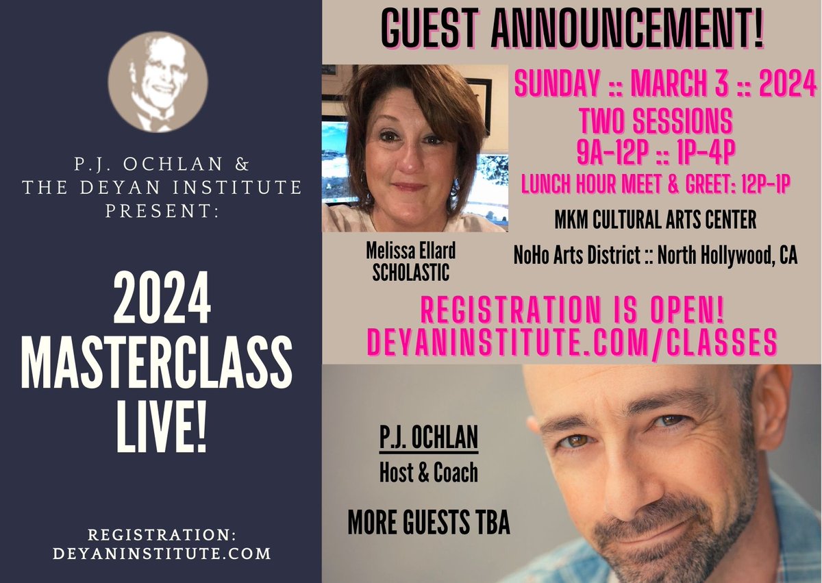Excited to announce that Melissa Ellard from <a href="/Scholastic/">Scholastic</a> will be the fifth wonderful guest at PJ Ochlan’s #DeyanInstitute Masterclass LIVE! Narrators, have you gotten your tickets yet? Link in bio.