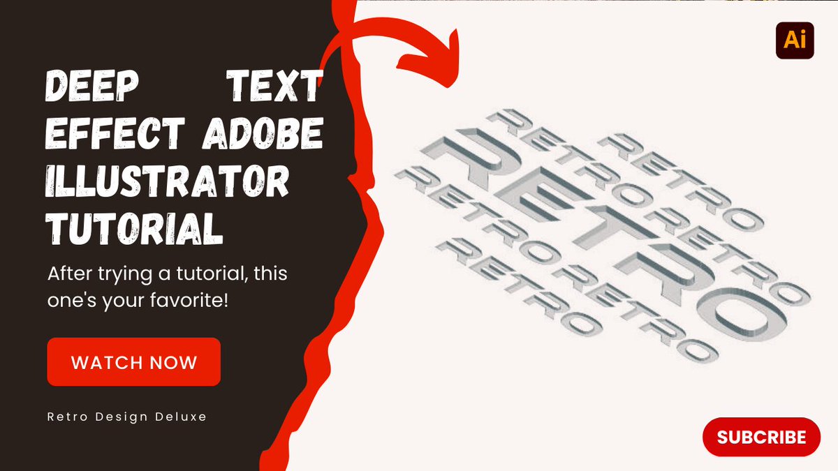 abdulaz82368500's tweet image. How To Create Deep Text Effect In Adobe Illustrator | 2024 Tutorial

#DeepTextEffect #AdobeIllustratorTutorial #GraphicDesignTutorial
#TextDesign #IllustratorTips #DesignInspiration

Learn to visit the channel&apos;s new video tutorial 
youtu.be/tfkSSNqpxs8
Retro Design Deluxe