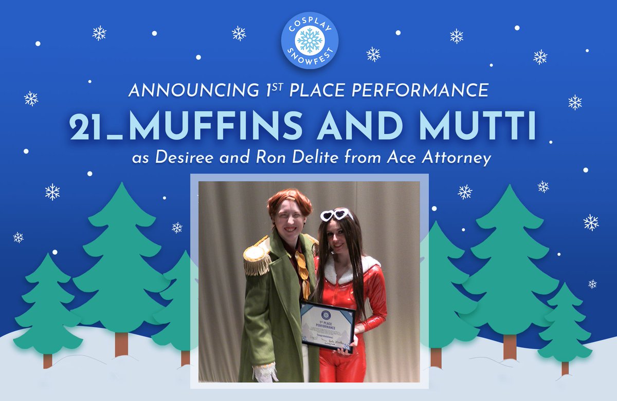 cosplaysnowfest's tweet photo. Greetings Cosplay SnowFest con-went-ers!

Next, we would like to congratulate the winners of the Performance category!

We have one last winner to announce, so stay tuned! https://t.co/U7bU9m9iD2
