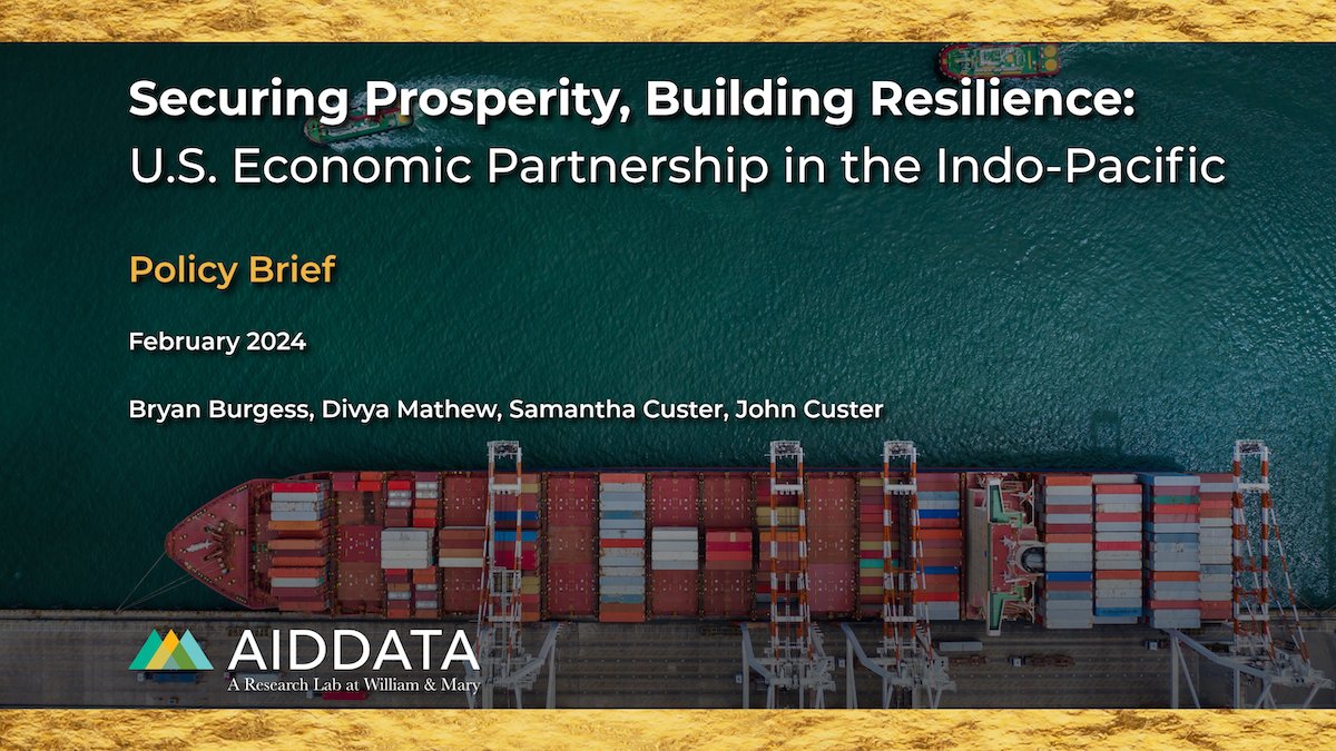 📢 Excited to announce a new @AidData policy brief and dataset tracking U.S. engagements with 46 economies in the #IndoPacific 🇺🇸🌏 We quantified trillions in U.S. #trade, #aid, and #investment in the world's largest economic region from 2012-2022 📊💱 aiddata.org/blog/aiddata-q…