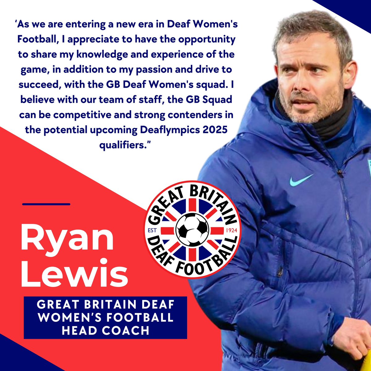 Great Britain Deaf Women’s Football Squad’s new Head Coach, Ryan Lewis #SeeUsRoar