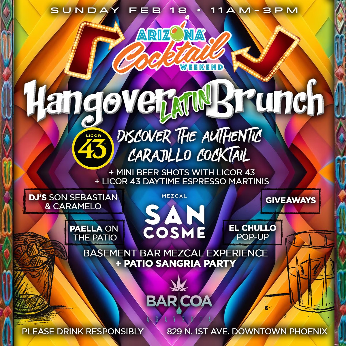 Next Sunday, don't miss our Hangover Brunch for <a href="/AZ_CocktailWeek/">ArizonaCocktailWeekend</a> w/ <a href="/Licor43USA/">Licor 43 USA</a> - discover what <a href="/WineEnthusiast/">WineEnthusiast</a> calls the "Cocktail of the Year" &amp; enjoy a pop-up from El Chullo restaurant, 2 DJs, mezcal tasting, dancing, sangria, &amp; more. Free event! #phoenix #arizona #dtphx