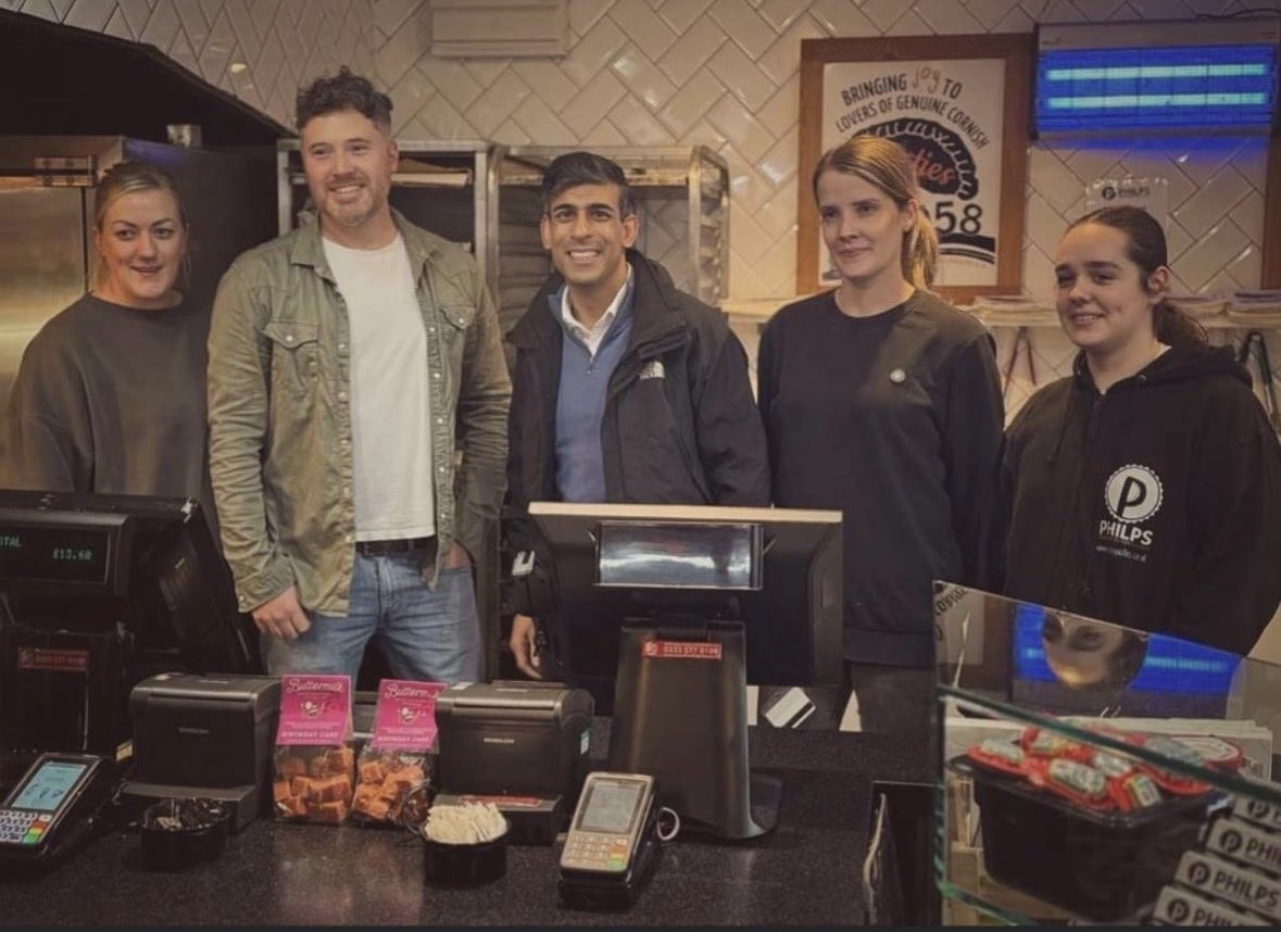 🚨 NEW: A Cornish pasty shop has apologised for sharing a post about Rishi Sunak's surprise visit as he begins touring the country
