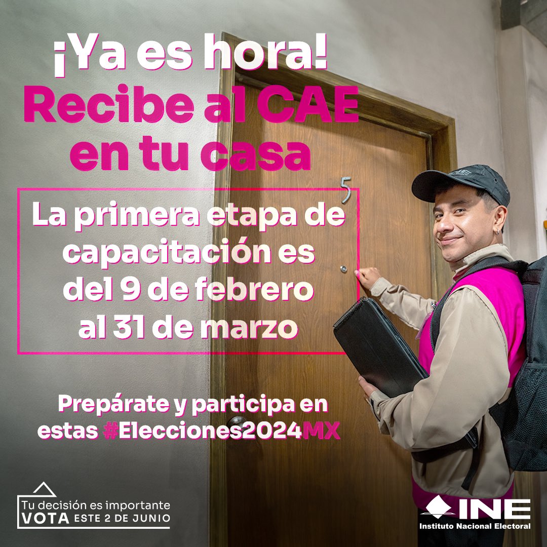 El día de hoy en el @INEMexico iniciamos la #PrimeraEtapa de Capacitación para las personas que el #2deJunio participarán como Funcionarias y Funcionarios de Mesa Directiva de Casilla. El #INEestáListo #ÁbrelelaPuertaalCAE #Elecciones2024Mx