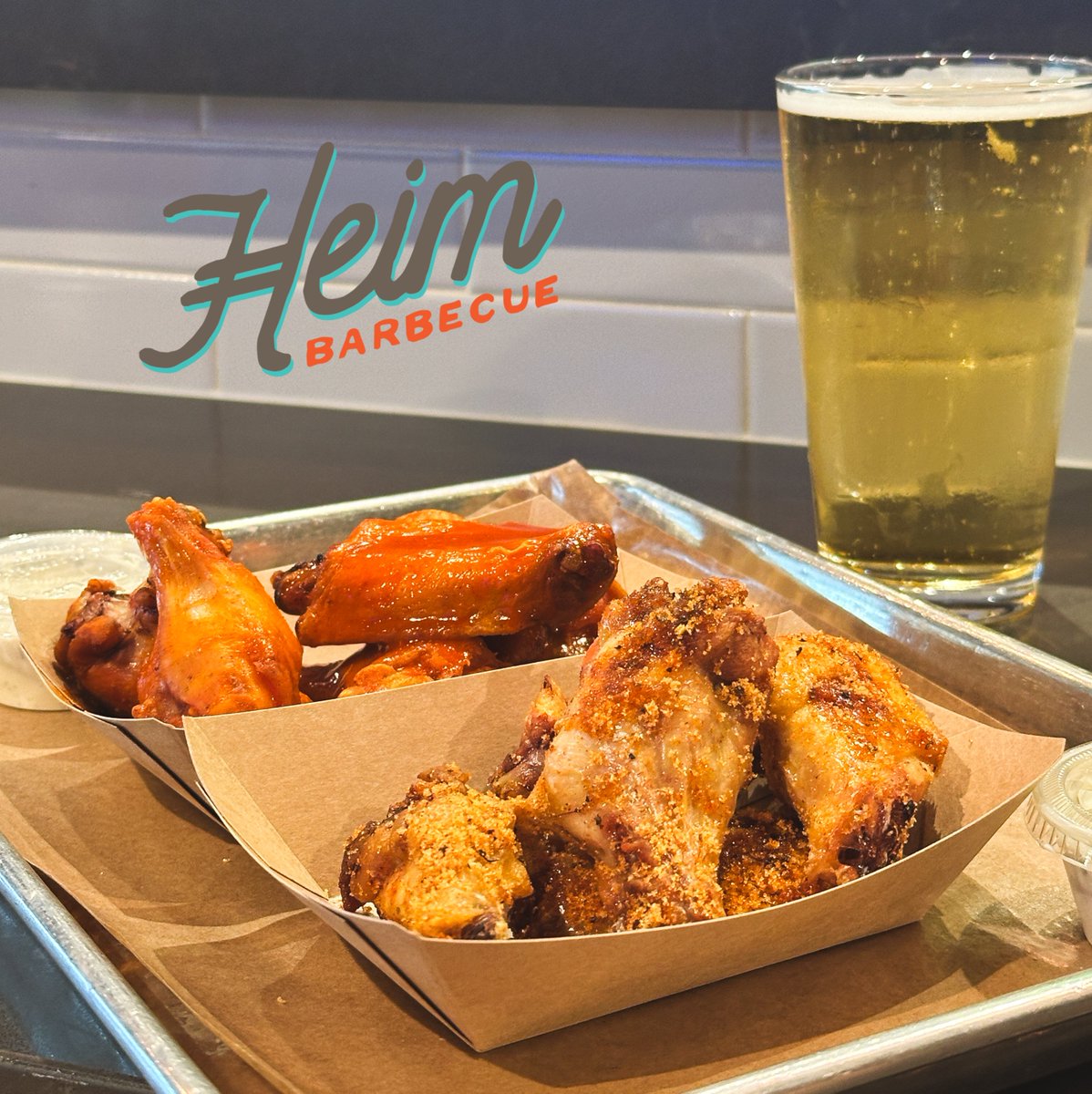 What's on your plate for Sunday's big game? If it isn't our wings, you've already made a mistake... heimbbq.olo.com Order online for pickup or delivery while you can because these chicks are about to fly the coop 🐔👋