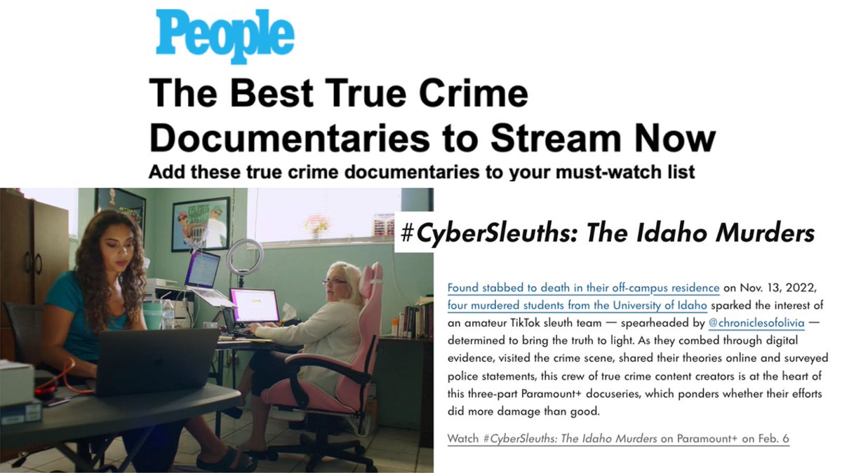 SeeItNowdocs's tweet photo. @people highlights our latest docu-series #CyberSleuths as one of the “best true crime documentaries to stream now”.
Stream it now on @paramountplus !

https://t.co/OYOU7haYwM via @people https://t.co/8tb6HZfeZF