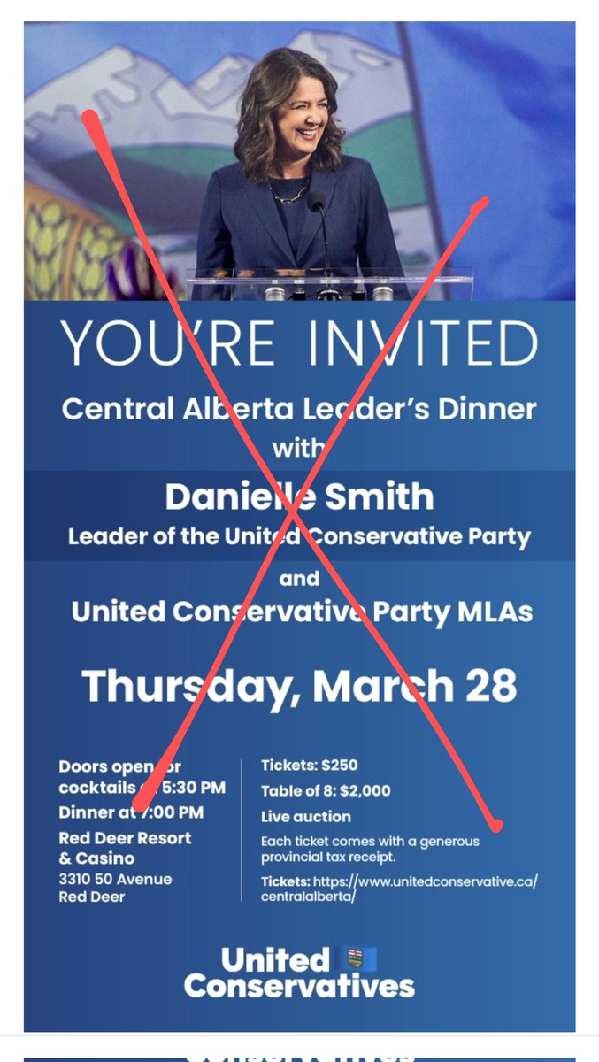 Anybody wanna protest with me? We can stand outside the venue & bring attention to all her disastrous policies! #RedDeer #CentralAlberta #HandsOffMyCPP #SaveOurParks
#TransRightsAreHumanRights #HealthCareCrisis #OvercrowdedClassrooms #NeverVoteConservative #UCPCorruption
