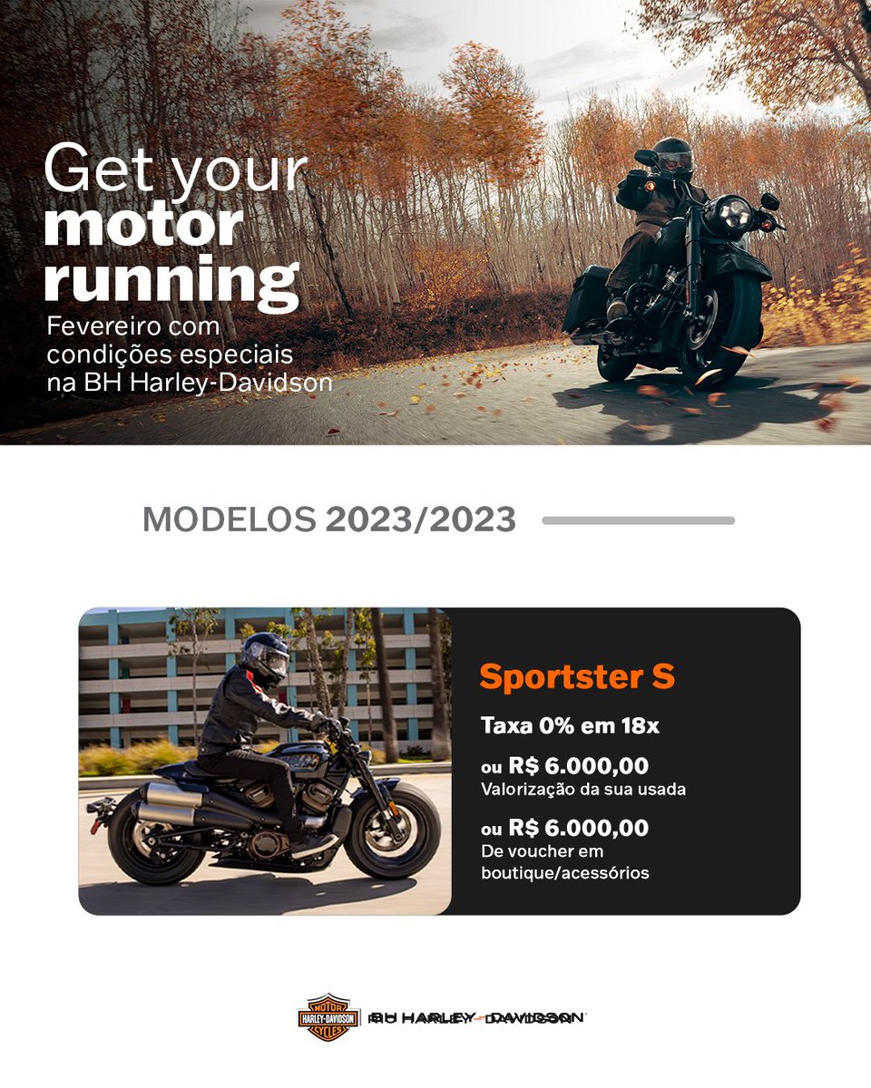 HarleyBHZ's tweet photo. Pronto para o seu novo ride?

Aproveite as ofertas de Fevereiro aqui na BH Harley-Davidson.

Mais informações no nosso site: https://t.co/P9otF8doag

📞31 2532-4444 ou WhatsApp 31 99947-9598

📍Av. Raja Gabáglia, 4500 Sta Lúcia - Bhte/MG https://t.co/OWqBCluyZP