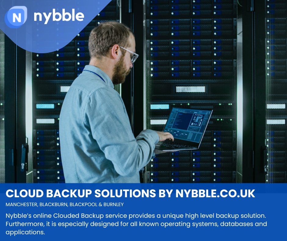 NybbleLtd's tweet image. Cloud Backup Solutions Manchester, Burnley and Lancashire By Nybble.co.uk
 
Web Link: nybble.co.uk/cloud-it-servi…

#cloudbackup #cloudbackupsolutions #cybersecurity #manageditservices #itservices #manchester #blackburn #preston #burnley #blackpool #techsupport #technology