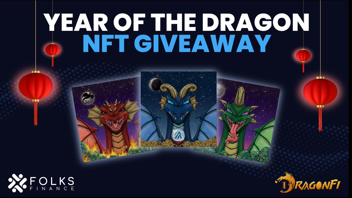 FolksFinance's tweet image. Happy Year of the Dragon Folks! 🐉
To celebrate the Lunar New Year, we've partnered with the @DragonFi_Realm to give away 3 Moon Dragon NFTs.
🧧 Follow
🎴 Like
🀄️ Retweet
Ends February 15th.