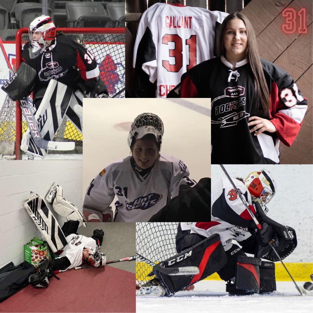 Last but not least, #31 Janelle Gallant!!
This is Janelles third year as a U18 Rocket in between the pipes. She is an athletic goalie who makes saves that make you wonder “How did she just do that?!?” 
🚀 Thank you Janelle and Congrats 🚀
