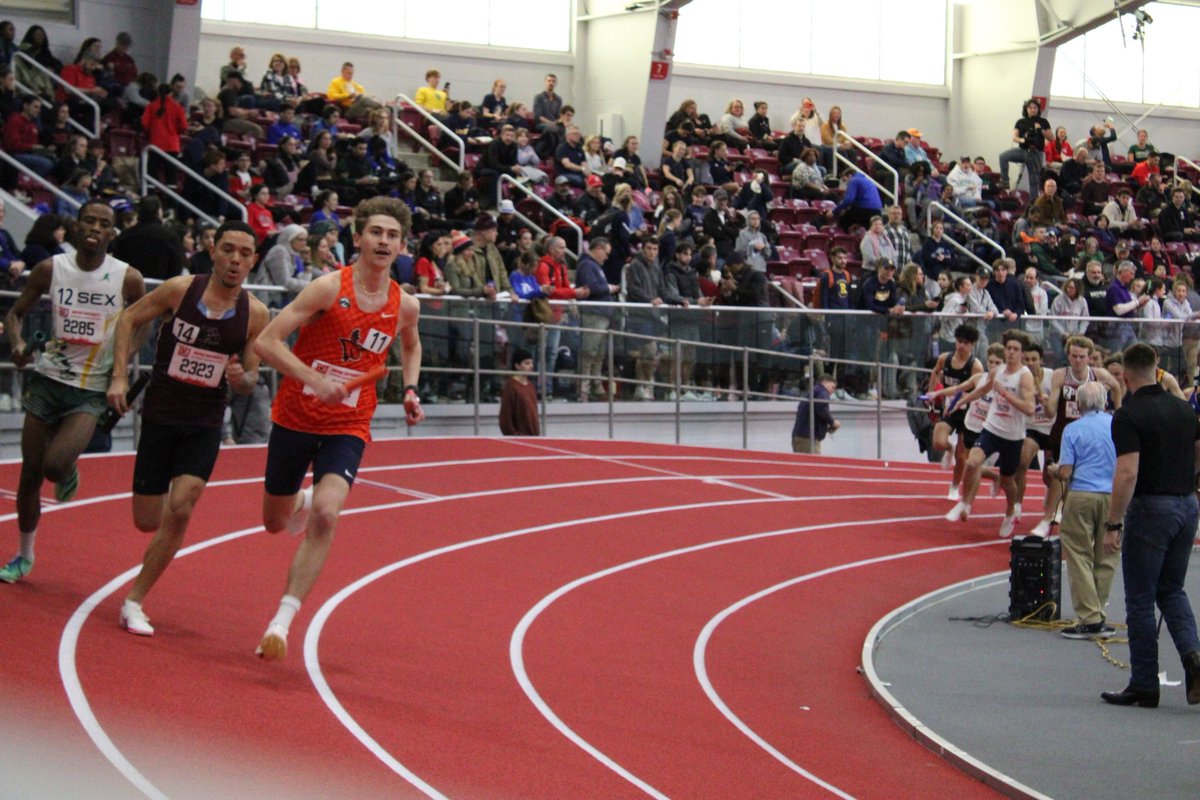 ThrowsCoachJim's tweet photo. In the lone Men's race of today, Anthony Leotta, Tristan Vargo, Tobias Jeralds and Bennett Melita qualify for #AARTFC in the DMR with a time of 10:27.02 @Utica_Pioneers https://t.co/Q7VNI0WVEK