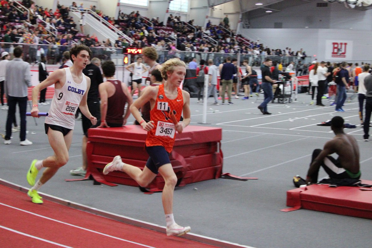 ThrowsCoachJim's tweet photo. In the lone Men's race of today, Anthony Leotta, Tristan Vargo, Tobias Jeralds and Bennett Melita qualify for #AARTFC in the DMR with a time of 10:27.02 @Utica_Pioneers https://t.co/Q7VNI0WVEK