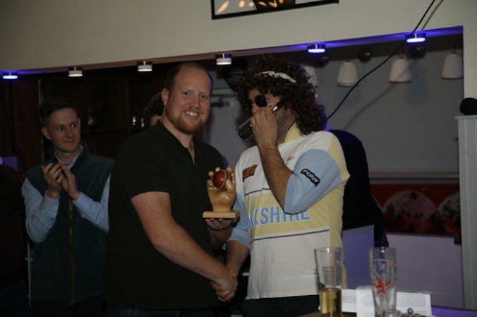 BurtonRoyal's tweet photo. Big thanks to @RyanSidebottom for presenting the awards for the annual presentation night @ t’manor. Well done to Ben Brown (Flame) for being awarded the player of the year for the 14th consecutive season #manager #albert #pizza #port #flame #savingprivateryansidebottom https://t.co/xAt79fZ6pj
