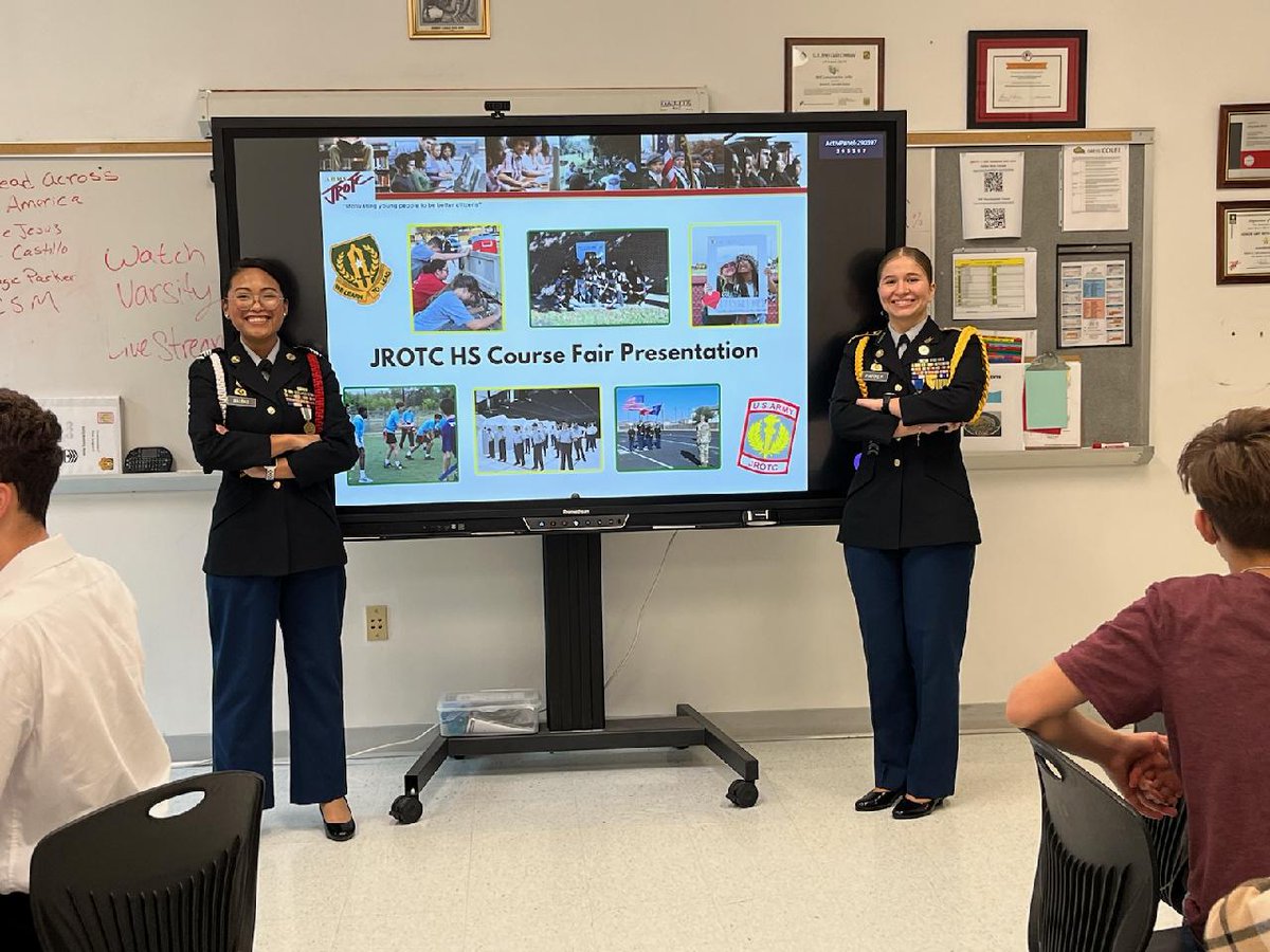@ColeJrotc @FSHISD Cadet Isabella Parker and Cadet Kalani Balbag gave an amazing course fair presentation today... The students who came were so impressed.