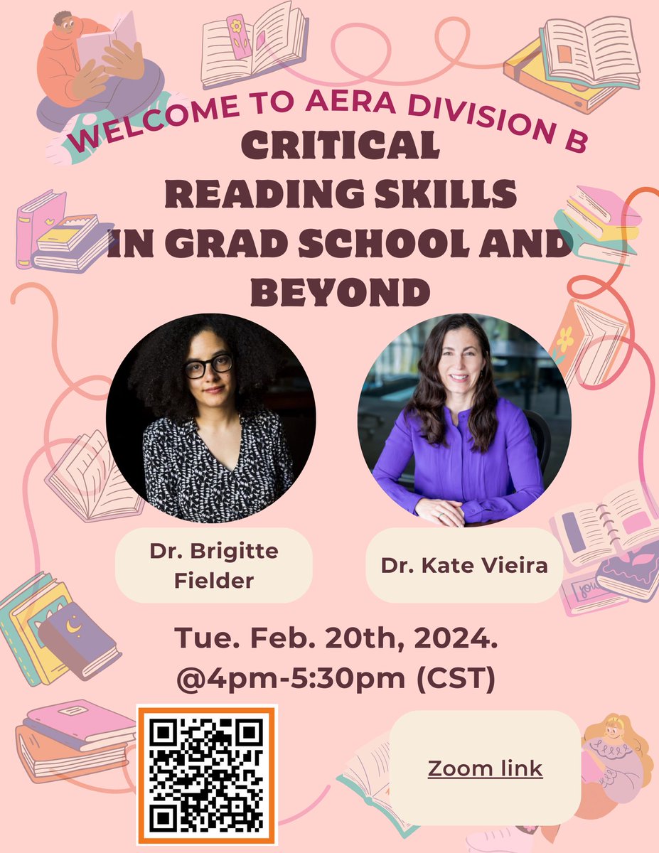 AERAdivbstudent's tweet photo. AERA Feb event
Reading is critical to our daily lives. If you have ever questioned what it means to read critically, or if you need tips to improve your reading/writing skills, we invite you to the Division B webinar event, “Critical Reading Skills in Grad School and Beyond." https://t.co/eMyGo75nHU