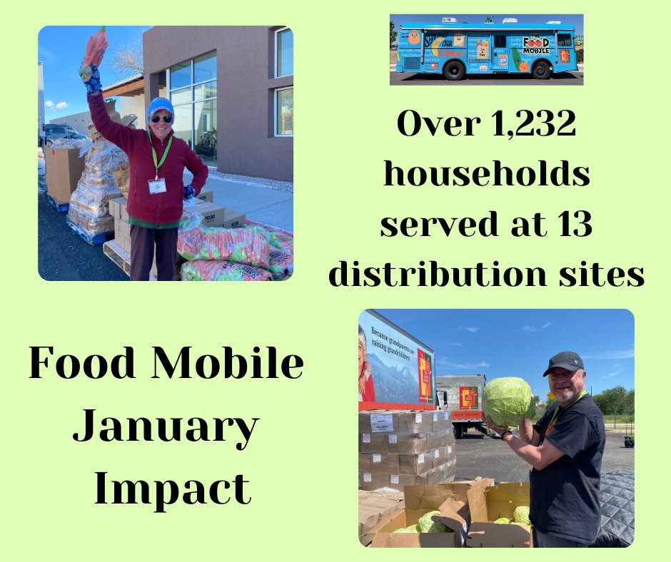 TheFoodDepot's tweet photo. Have you seen our Food Mobile around Santa Fe? 🥬🧅
In January, our Food Mobile #volunteers helped distribute groceries to over 1,200 households at 13 different sites in Santa Fe County! 💓
We are always looking for Food Mobile volunteers. Sign up today: https://t.co/SbewUc68VT. https://t.co/i6hagKPbuz