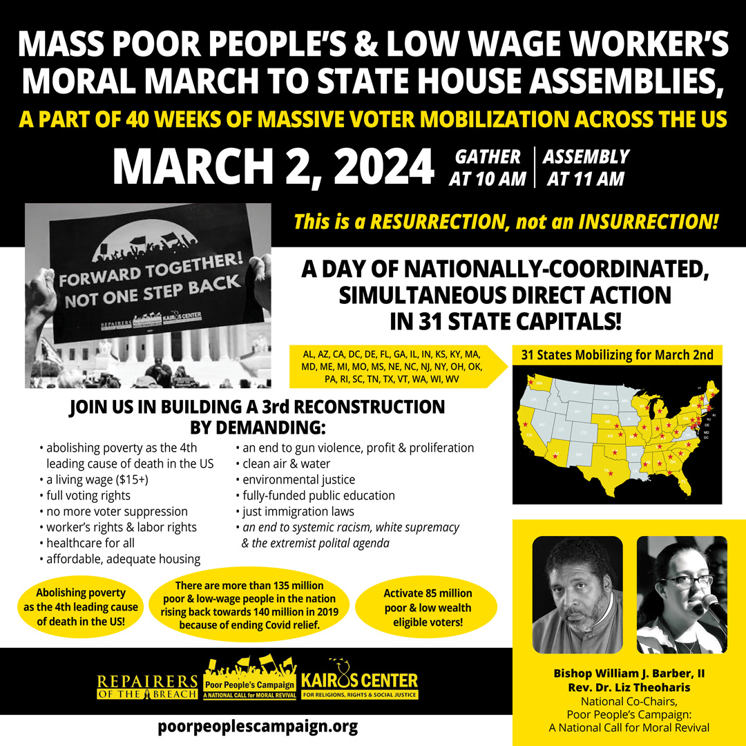 RevDrBarber's tweet photo. There are 85 million poor &amp; low-income people who are eligible to vote in this country. It’s time to wake the sleeping giant &amp; use our power. 

On March 2, our #MoralMovement will be mobilizing in 31+ states &amp; D.C. to build a Third Reconstruction. RSVP: https://t.co/l1haMrJBEa https://t.co/Z7sGwAafuk