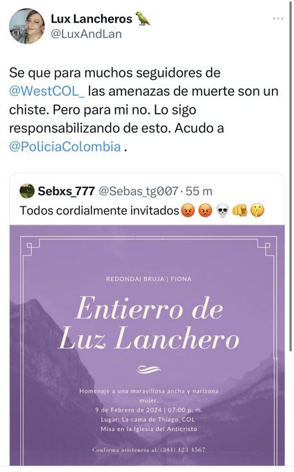 El streamer @WestCOL_ amenaz&oacute; en vivo a un periodista por publicar una nota que lo acusaba de maltrato<a class="tags" target="_blank" title="On Twitter" href="/?out=eyJ0eXAiOiJKV1QiLCJhbGciOiJIUzUxMiJ9.eyJpYXQiOjE3MjE2OTY0OTQsImlzcyI6InR3cG9ybnN0YXJzLmNvbSIsIm5iZiI6MTcyMTY5NjQ5NCwiZXhwIjoxNzUzMjMyNDk0LCJyZWRpcmVjdF91cmwiOiJodHRwczovL3R3aXR0ZXIuY29tL1dlc3RDT0xfIn0.xGiGgQ96GRwV97kxLSXXWaqlyIenMDiI1ch86xd3WtUZQ0oHRUsMs3u67uHrDU5whckRDt9b0UVm3ICV139oLw">@WestCOL_</a>
