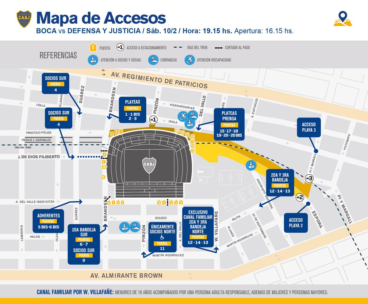 ¡ESTE SÁBADO ALENTAMOS EN CASA! 🏟

ℹ️ Información importante: mapa de accesos a la Bombonera para el partido ante Defensa y Justicia.

➡️ Abono Solidario: Se puede canjear hasta mañana a las 18 hs a través de soysocio.bocajuniors.com.ar

#DaleBoca 🔵🟡🔵