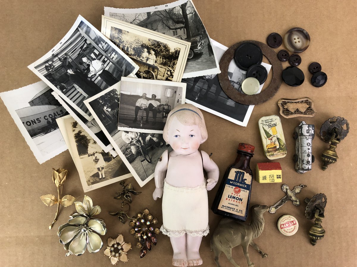 Just posted... #Assemblage #ArtSupplies #JunkDrawer #Vintage #Doll #Photos #DrawerPulls #Buttons #Cross #Toys lawnwalker.etsy.com
