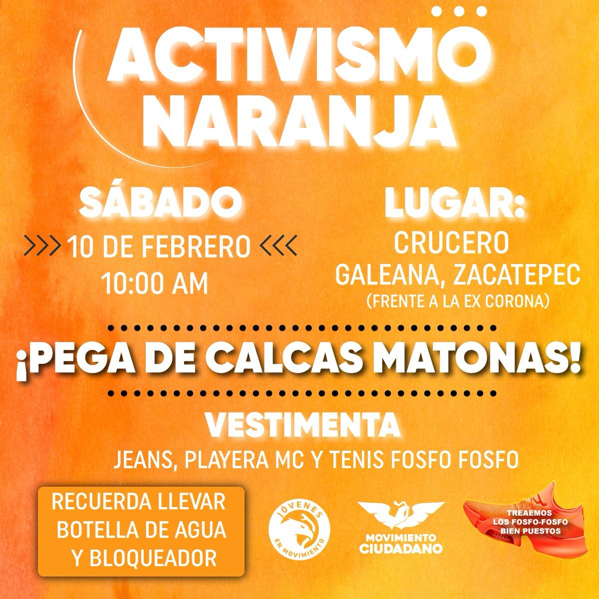 MovCiudadanoMor's tweet photo. 🍊💪 Este sábado 10 de febrero, a las 10 am, te esperamos para la pega de la #CalcaMatona. Nos vemos en el crucero de Galeana, en Zacatepec, frente a la ex Cerveza Corona. ¡Juntos construimos un futuro naranja en Morelos! 🍑👊🏽 #LoNuevo #ElFuturoEsNaranja #MásPuestosQueNunca 🚀 https://t.co/8xb56buJMY