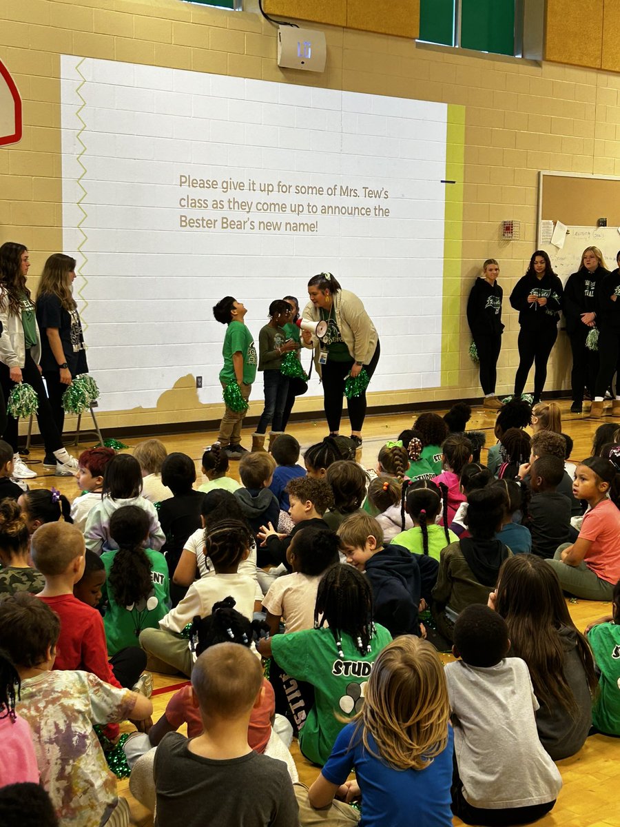 When your class writes a persuasive letter to the principal with a convincing argument that our school mascot should have a name, they get to present the winning name to the school at our pep rally! 💚🧸