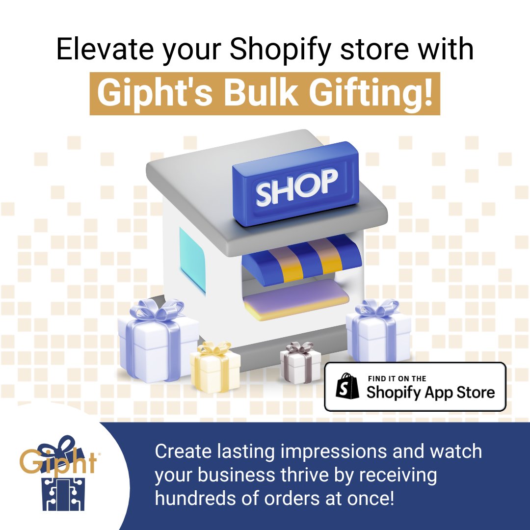 Elevate your Shopify store to new heights with Gipht's Bulk Gifting! 🚀

Handle hundreds of orders seamlessly and at no extra cost! Integrate Gipht for free at: apps.shopify.com/gipht.

#BulkGifting #ShopifyElevation #DigitalGifting #ECommerceSuccess