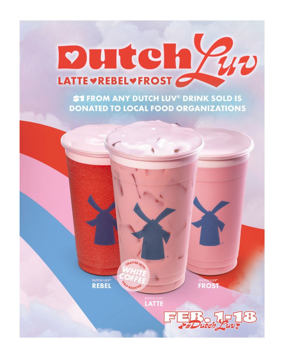 Celebrate Dutch Luv! Stop by @DutchBros in Lakewood (two locations!) for your fave drink and feed our community. $1 from every Dutch Luv® Featured Drink sold will be donated to Emergency Food Network to help us feed neighbors in need. 💜☕