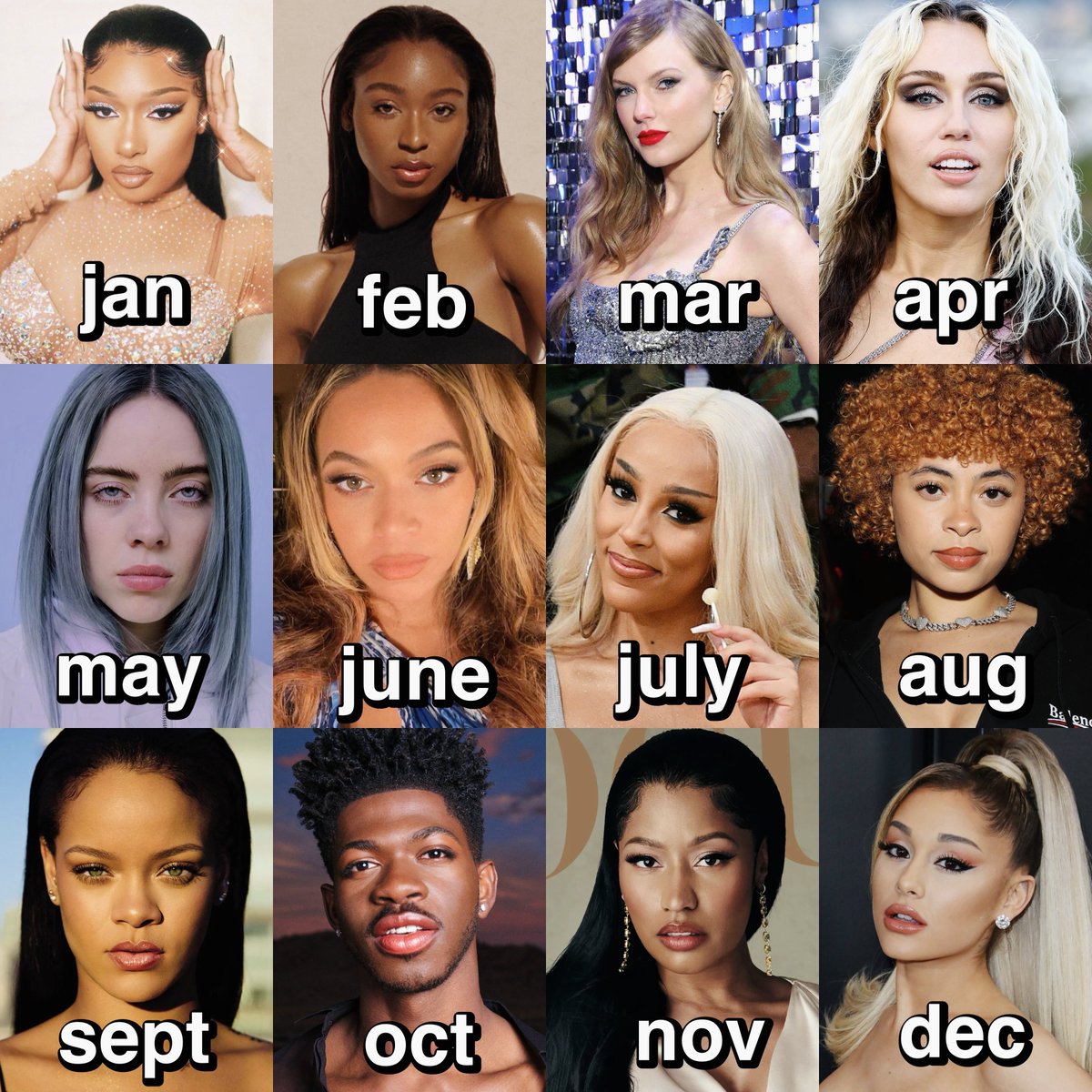beyoncegarden's tweet photo. you must listen to the artist in your birth month's music for the rest of your life, and no one else's. would you survive😭? https://t.co/k5bRcLSMrC