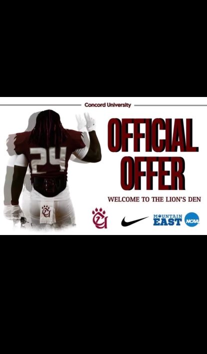 After a great conversation with @coach_lease I am more than blessed to receive my first offer from @ConcordFootball AGTG @Coachswins_LHS @CoachRipa @LHSFootball101