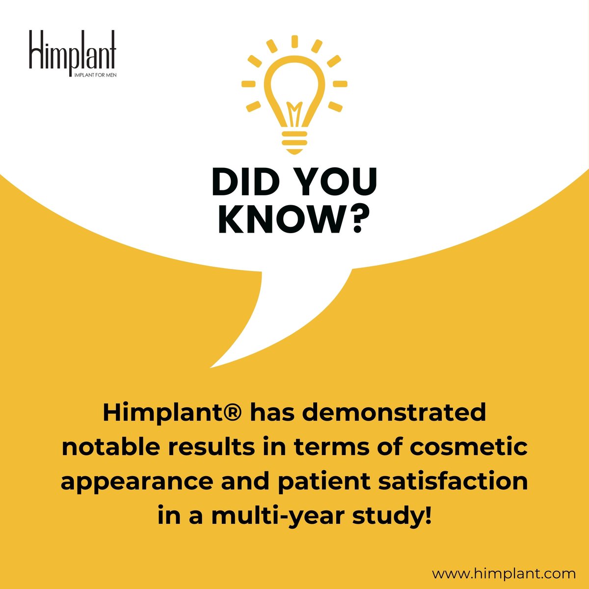 Years of study, countless satisfied clients! 📈 HIMPLANT® has demonstrated remarkable cosmetic results and satisfaction in multi-year studies. Join the success story! 

#HIMPLANT #Success #HappyPatients #Cosmetic #Procedure #Satisfaction