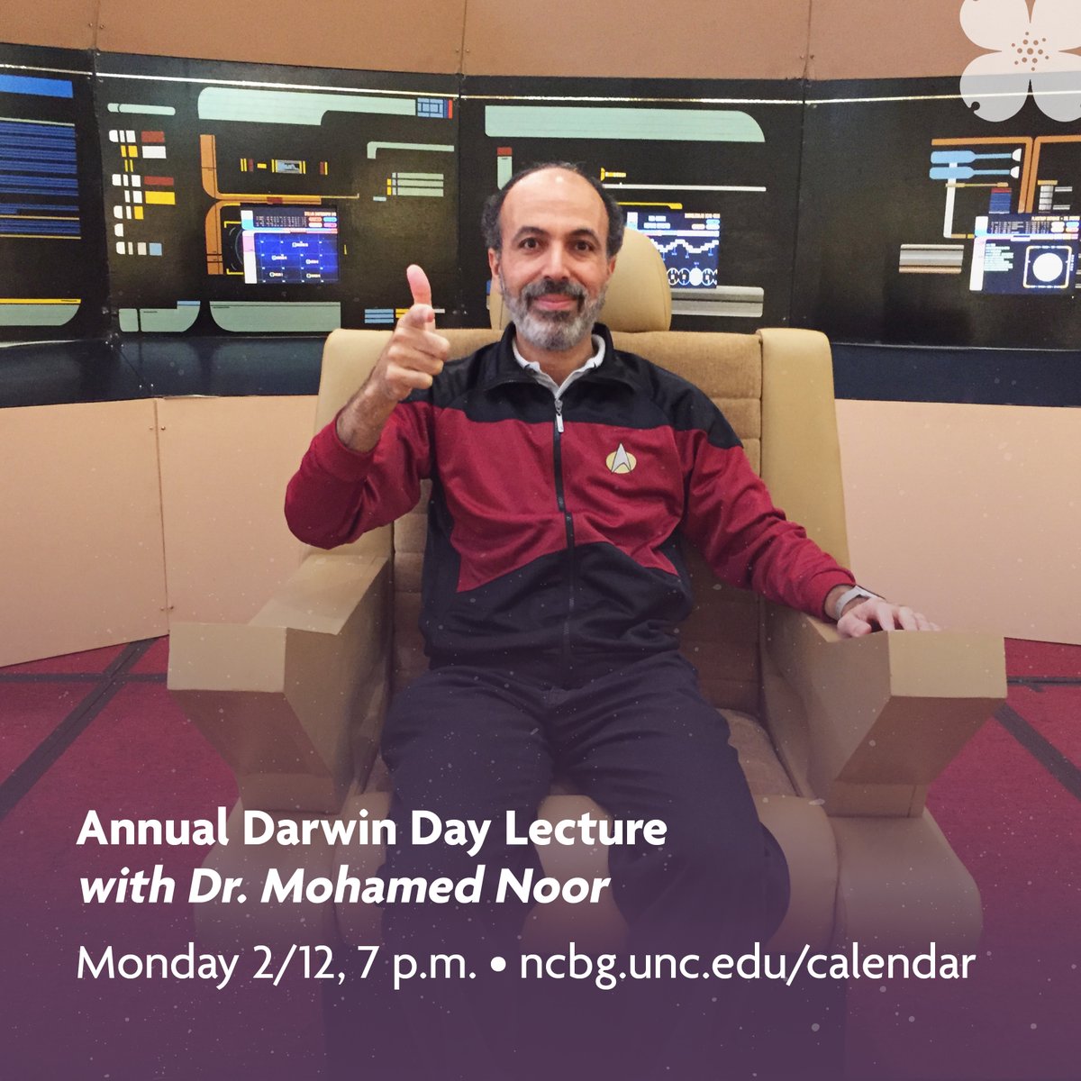 This Monday (2/12) at 7 p.m. ET: join us in-person or on Zoom for our annual #DarwinDay Lecture with Dr. Mohamed Noor of @DukeBiology! Dr. Noor will explore evolutionary concepts through the lens of #StarTrek. 🖖 Don't miss it! Learn more & register: reg.learningstream.com/reg/event_page…