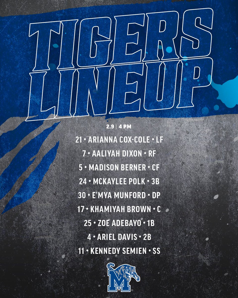 MemphisSoftball's tweet photo. Game two lineup https://t.co/q0UH8EmrLR