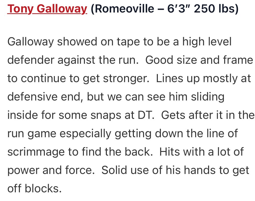 Tony Galloway (@tgalloway2025) on Twitter photo Grateful to be featured in another article by <a href="/PrepRedzoneIL/">Prep Redzone Illinois</a> Big things coming ahead this season! <a href="/RhsSpartanfball/">Romeoville Spartan Football</a> <a href="/EDGYTIM/">Timothy “EDGYTIM” OHalloran</a> <a href="/GoMVB/">GoMVB Get Seen. Get Serious. Get to the Next Level</a> <a href="/DeepDishFB/">DEEP DISH FOOTBALL</a> <a href="/OJW_Scouting/">PrepRedzone Oliver</a> <a href="/SpartansBooster/">Romeoville HS Athletic Boosters</a> Grateful to be featured in another article by <a href="/PrepRedzoneIL/">Prep Redzone Illinois</a> Big things coming ahead this season! <a href="/RhsSpartanfball/">Romeoville Spartan Football</a> <a href="/EDGYTIM/">Timothy “EDGYTIM” OHalloran</a> <a href="/GoMVB/">GoMVB Get Seen. Get Serious. Get to the Next Level</a> <a href="/DeepDishFB/">DEEP DISH FOOTBALL</a> <a href="/OJW_Scouting/">PrepRedzone Oliver</a> <a href="/SpartansBooster/">Romeoville HS Athletic Boosters</a>