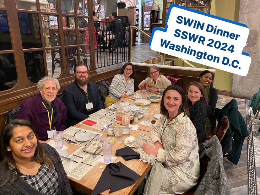 swkinnovation's tweet photo. Flashback to our #sswr2024 outing to @busboysandpoets 

@i_socialwork @GMandayam @igraywill @SSWRorg https://t.co/KzZZDDEniX
