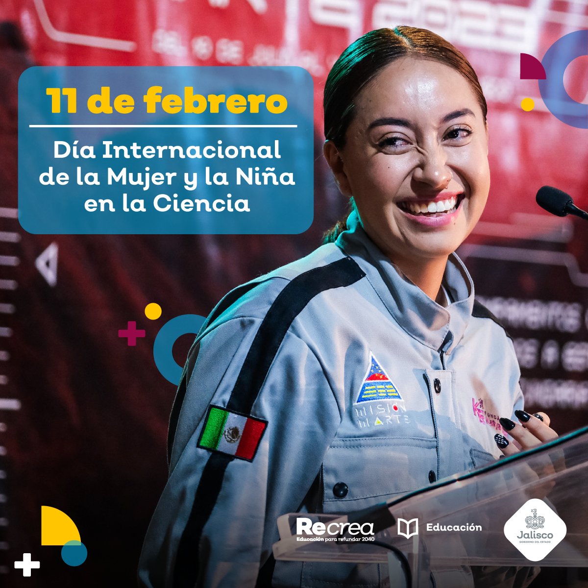 JCFloresMiramon's tweet photo. En el #DíaInternacionalDeLaMujerYLaNiñaEnLaCiencia, se resaltan las aportaciones de las mujeres en la ciencia para inspirar a niñas, adolescentes y jóvenes a explorar carreras en este ámbito. En Jalisco, fomentamos la ciencia mediante #RecreaLand y  Desafío Jóvenes #RecreaSTEAM. https://t.co/BmDHaCxF9K