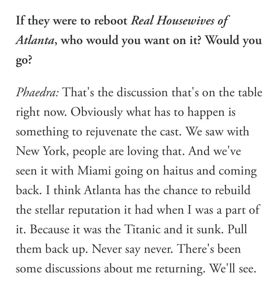 JaysRealityBlog's tweet image. #PhaedraParks says there’s been discussions about her returning to #RHOA. Would y’all like to see her back?! 👀🍑

Source: GQ