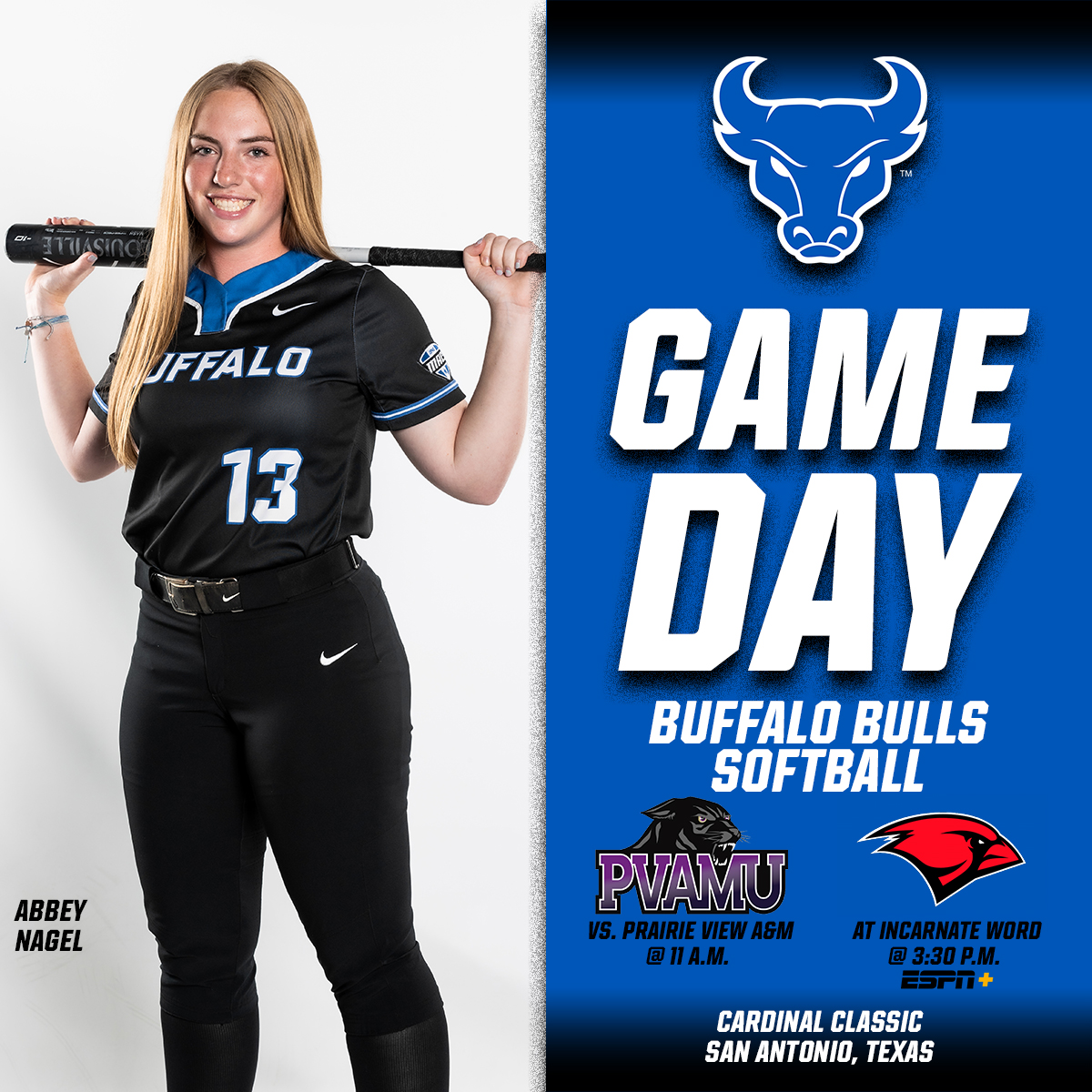 Day two of the Cardinal Classic!

Game 1
🆚 Prairie View A&amp;M
⏰ 11 a.m. ET
📊 tinyurl.com/4w5xbhmy

Game 2
🆚 Incarnate Word
⏰ 3:30 p.m. ET
📊 tinyurl.com/4w5xbhmy
📺 ESPN+: tinyurl.com/3udymmtn

#UBhornsUP